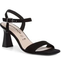 Tamaris 28377 sandal i sort ruskind med hæl
