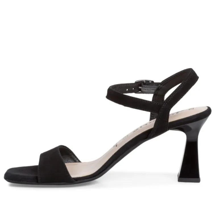 Tamaris 28377 sandal i sort ruskind med hæl