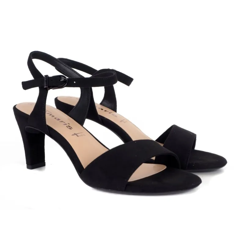 Tamaris 28028 sandal i sort tekstil