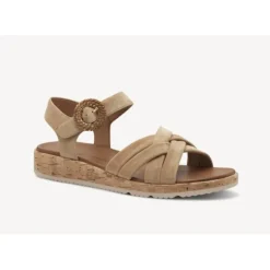 Tamaris 28129 sandal i taupe ruskind