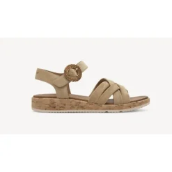 Tamaris 28129 sandal i taupe ruskind