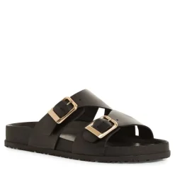 Tamaris 27500 slip in sandal i sort skind med spænder
