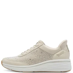 Tamaris 23779 sneakers med glitter sten i ivory
