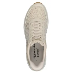 Tamaris 23779 sneakers med glitter sten i ivory