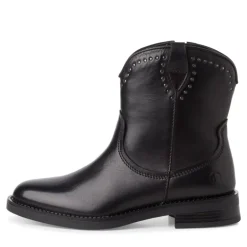 Tamaris 25003 støvle i sort skind med nitter