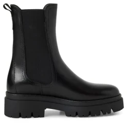 Tamaris 25992 støvle i sort skind med grove gummisåler