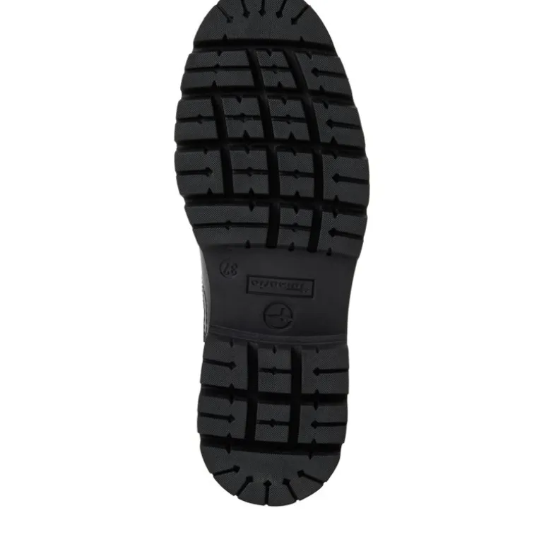 Tamaris 25992 støvle i sort skind med grove gummisåler