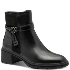 Tamaris 25823 støvle i sort skind med detaljer