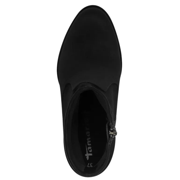 Tamaris 25057 støvle i sort tekstil med hæl