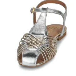 Unisa BABIC sandal sko i sølv skind med guld detaljer