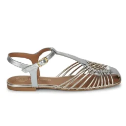 Unisa BABIC sandal sko i sølv skind med guld detaljer