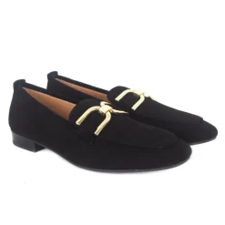 Unisa Baxter loafer i sort ruskind