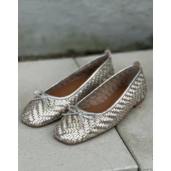 Unisa BIENZA ballerina i guld og sølv flet