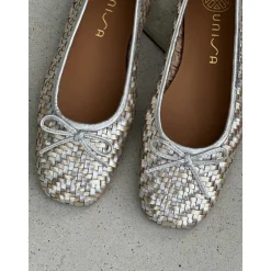 Unisa BIENZA ballerina i guld og sølv flet