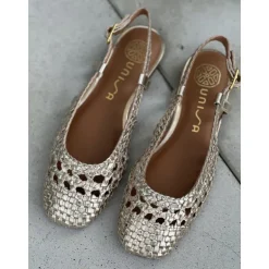 Unisa BREJO sandal sko i flettet skind i guld