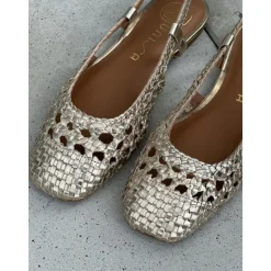 Unisa BREJO sandal sko i flettet skind i guld