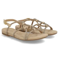 Unisa COOPER sandal i beige ruskind med glitter
