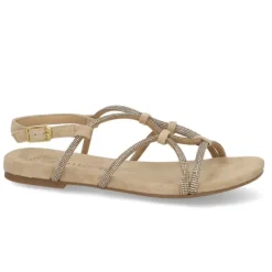 Unisa COOPER sandal i beige ruskind med glitter