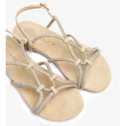 Unisa COOPER sandal i beige ruskind med glitter