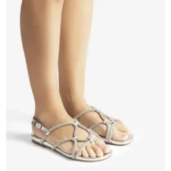 Unisa COOPER sandal i sølv skind med glitter