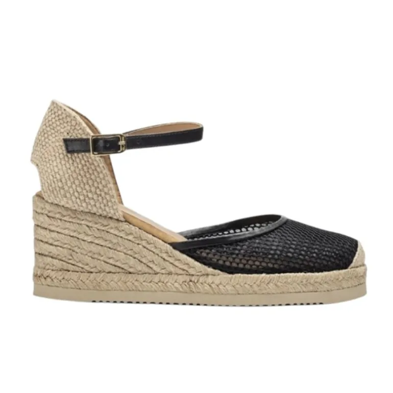 Unisa COREBO sandal med kilehæl i sort net