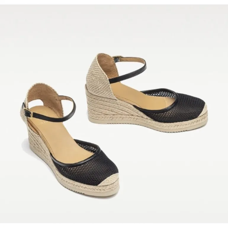 Unisa COREBO sandal med kilehæl i sort net