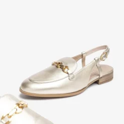 Unisa DEAN loafer i guld skind med slingback