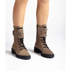 Unisa Gressy støvle i taupe ruskind med detaljer