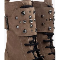 Unisa Gressy støvle i taupe ruskind med detaljer