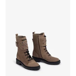 Unisa Gressy støvle i taupe ruskind med detaljer