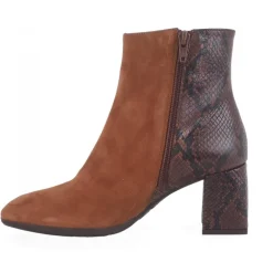 Wonders 7704 cognac farvet ruskinds støvle med slangeskindspræget læder