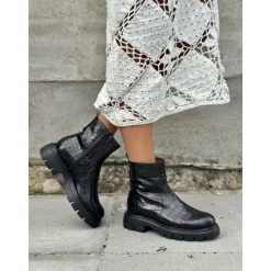 Wonders A-4305 ankelstøvle i sort croco skind