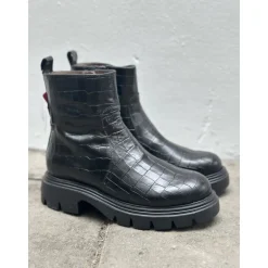 Wonders A-4305 ankelstøvle i sort croco skind