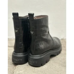 Wonders A-4305 ankelstøvle i sort croco skind
