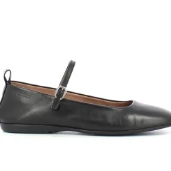 Wonders A-86101 ballerina sko i sort skind med rem