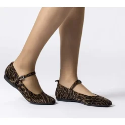 Wonders A-86101 ballerina sko i leopard printet ruskind