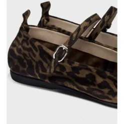 Wonders A-86101 ballerina sko i leopard printet ruskind