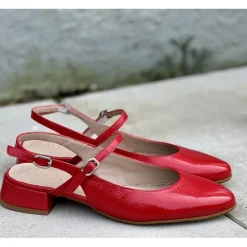 Wonders B-9703 sko med hæl i rød lakskind