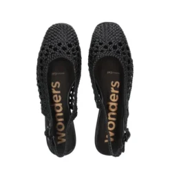 Wonders CH-1002 sko med slingback i sort flet