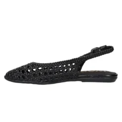Wonders CH-1002 sko med slingback i sort flet