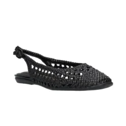 Wonders CH-1002 sko med slingback i sort flet