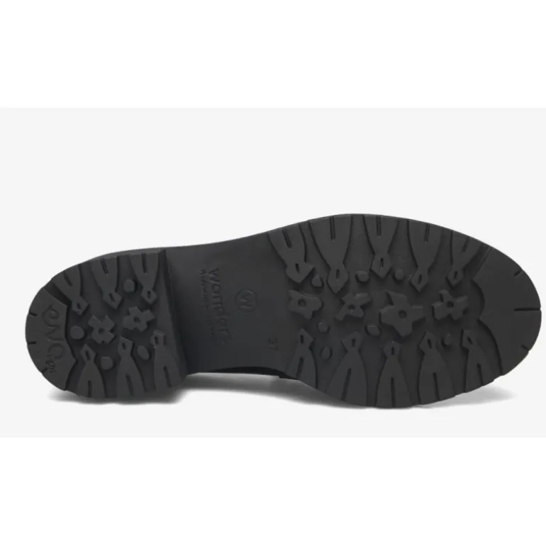 Wonders D-1401 loafers i sort skind med gummihæl