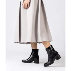 Wonders G-6243 sort skind støvle med spænde på siden