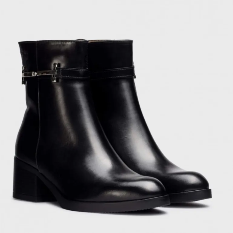 Wonders G-6243 sort skind støvle med spænde på siden