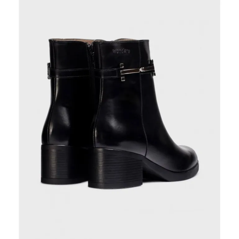 Wonders G-6243 sort skind støvle med spænde på siden