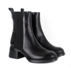 Wonders G-6141 støvle i sort skind med elastik i siderne