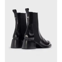 Wonders G-6141 støvle i sort skind med elastik i siderne