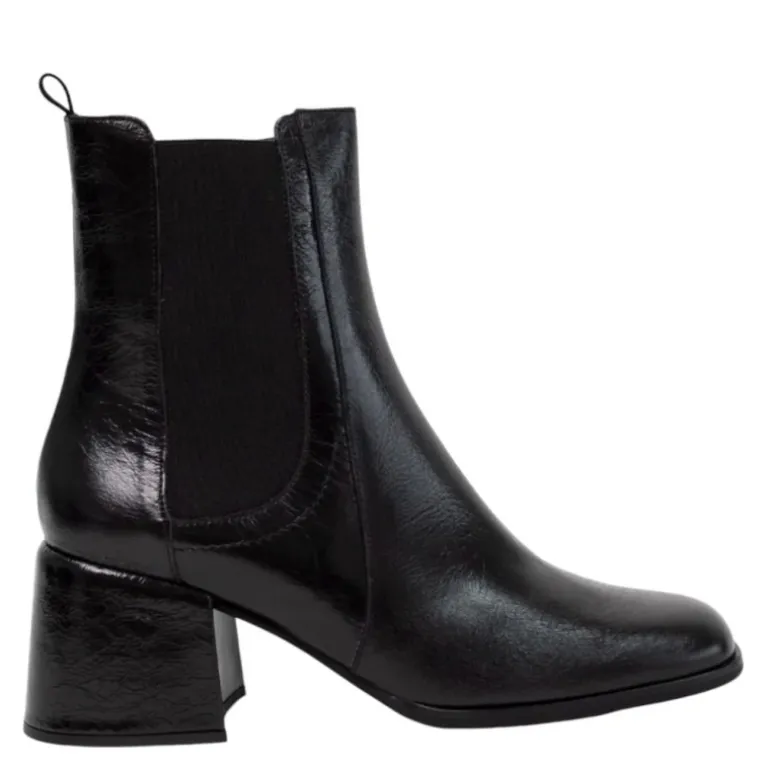 Wonders H-6403 støvle i sort patent skind med blokhæl