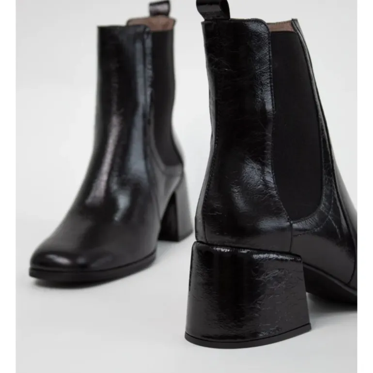 Wonders H-6403 støvle i sort patent skind med blokhæl