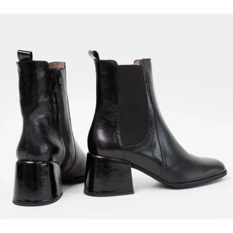 Wonders H-6403 støvle i sort patent skind med blokhæl